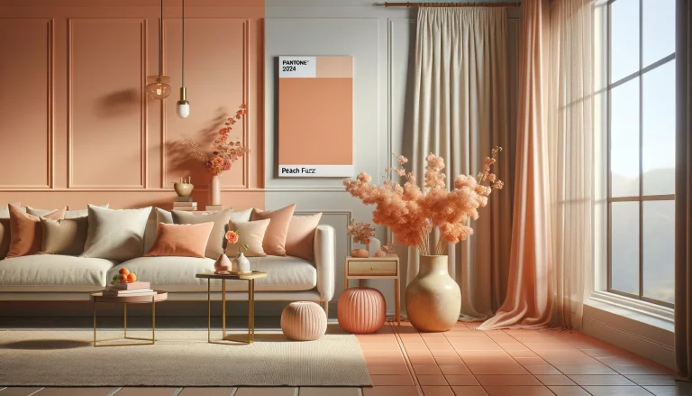 peach fuzz color living room